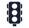Traffic light icon with three circles.
